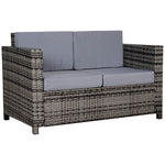 Rattan Wicker 2-seat Sofa Loveseat Padded Garden Furniture
