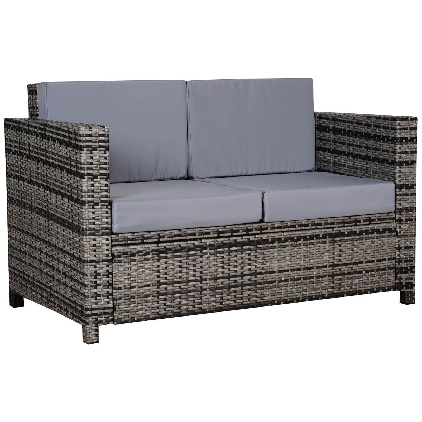 Rattan Wicker 2-seat Sofa Loveseat Padded Garden Furniture
