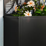 Metal Garden Bed With Trellis, Leaf Cut-out Screen