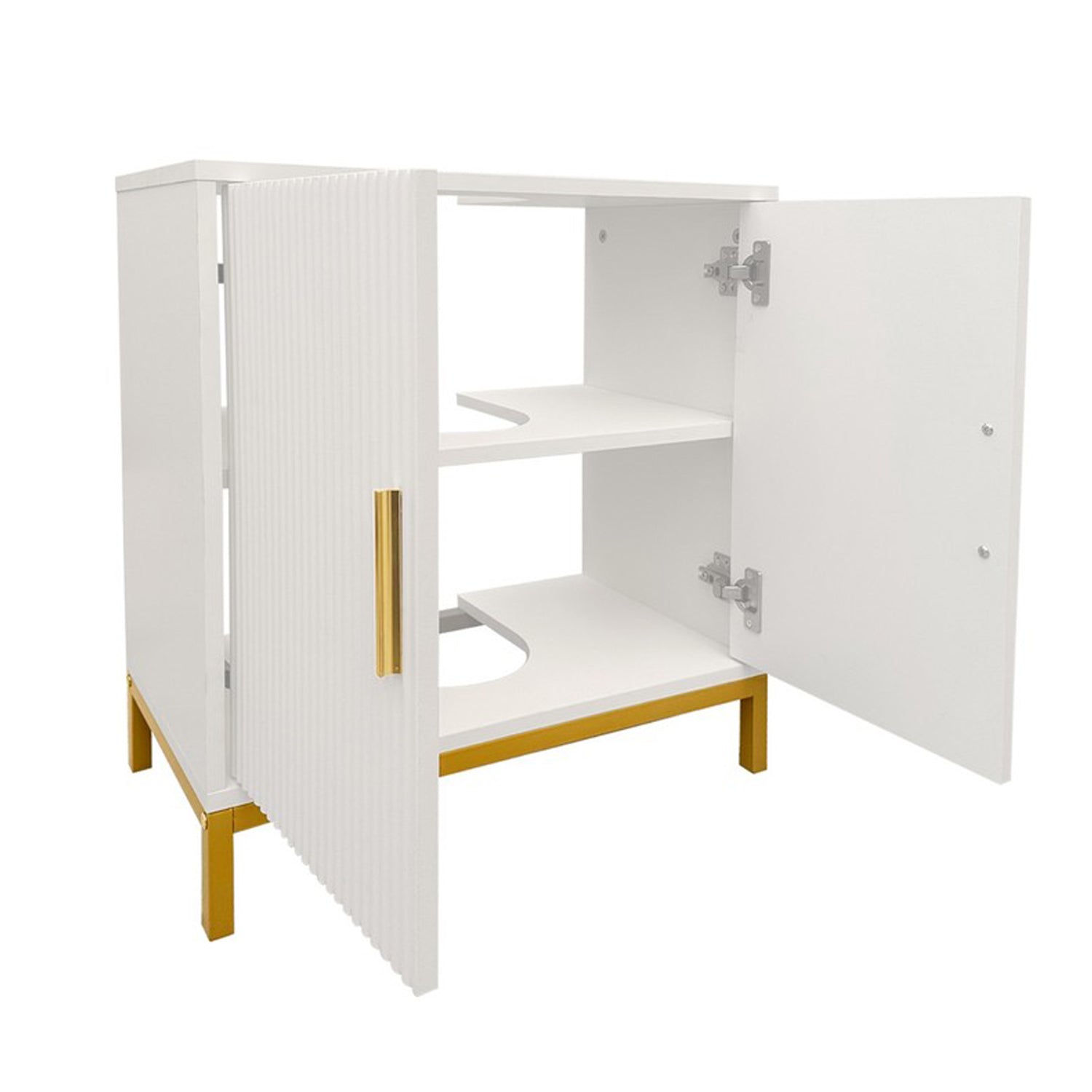 HYGRAD BUILT TO SURVIVE Under Sink Bathroom Storage Cabinet Vanity Unit – 2 Door White Cupboard With Shelf