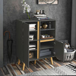 Storage Cabinet Sideboard With Tempered Glass Adjustable