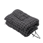 Outdoor Bench Cushion Black Checkered Thick Padded Seat Pad With Ties For Garden Or Patio Furniture