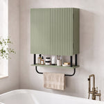 Modern Bathroom Wall Cabinet With 2 Wavy Doors | Green