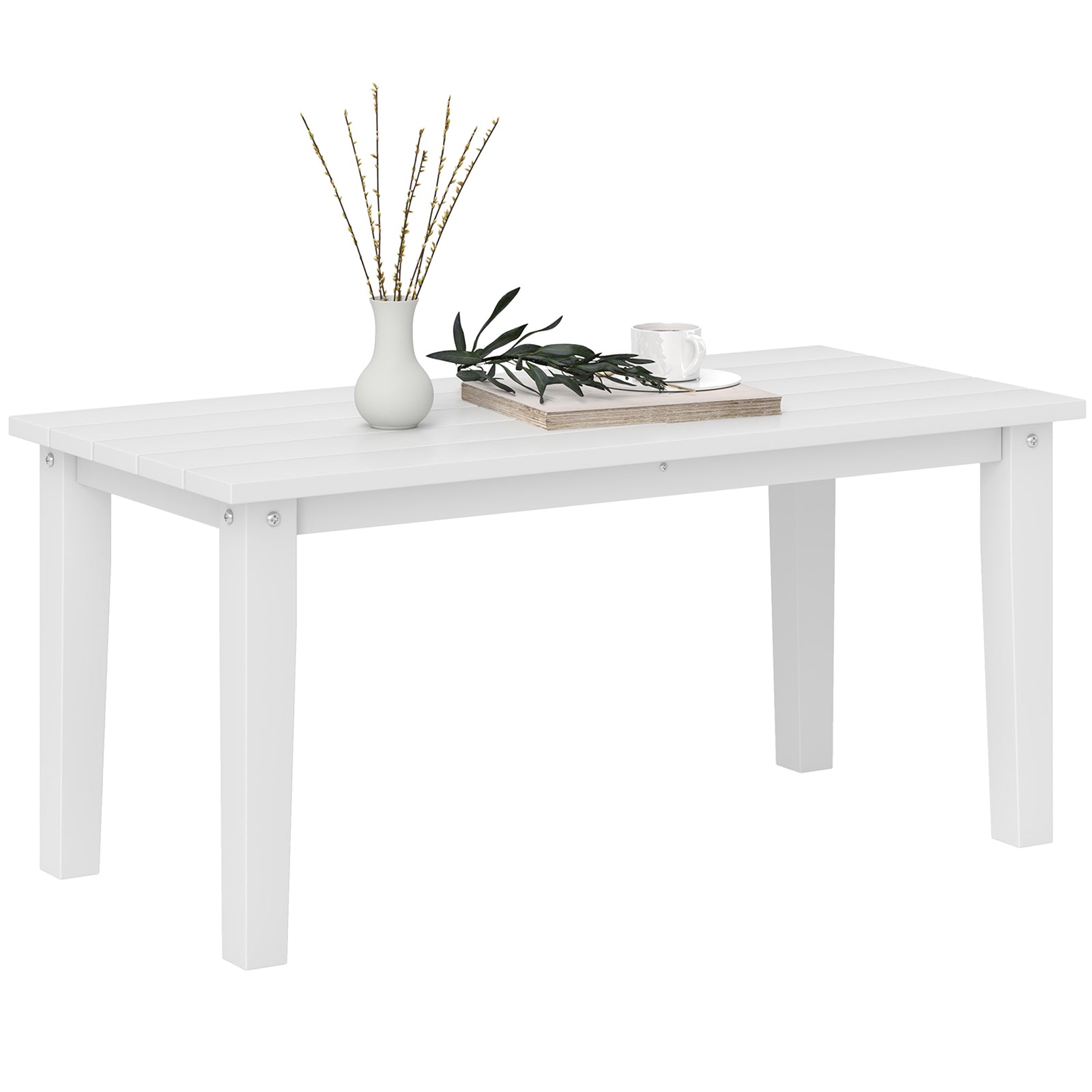 Hdpe Rectangle Garden Coffee Table, Slatted Outdoor Table