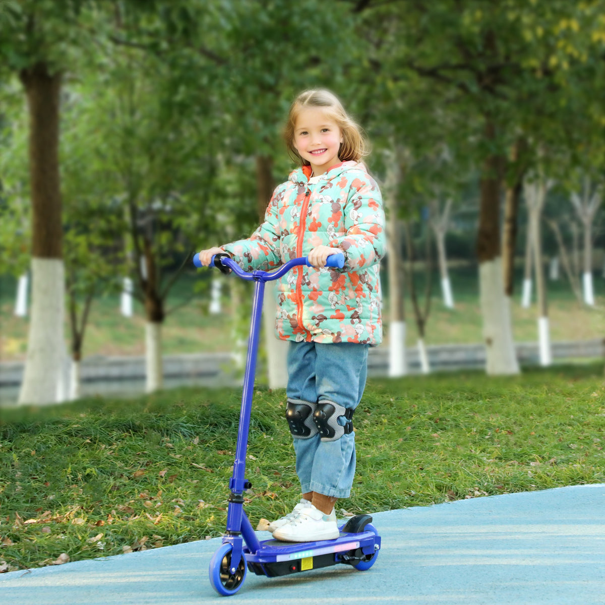 Electric Scooter For Ages 6-14, With Colourful Light | Blue
