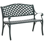 Cast Aluminium Garden Bench 2 Seater Antique Park Loveseat | Green
