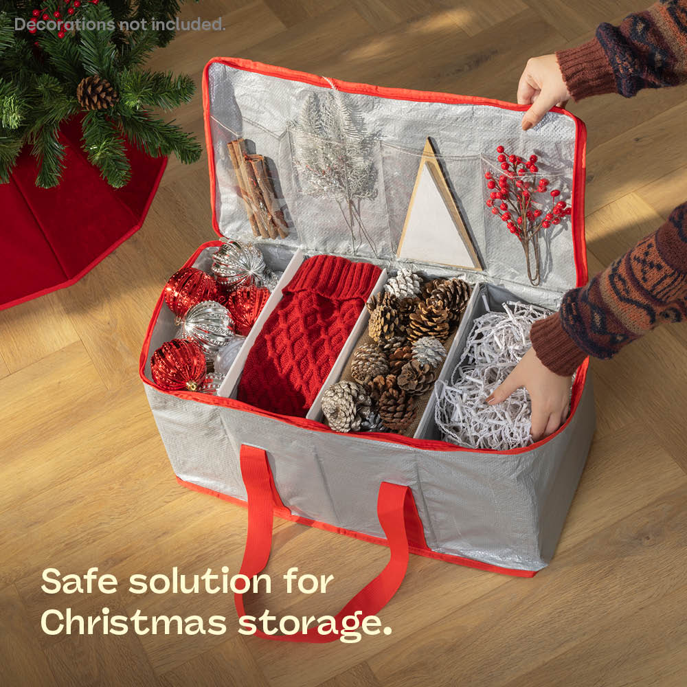 Red Decoration Storage Bag Spacious Organiser With Dividers
