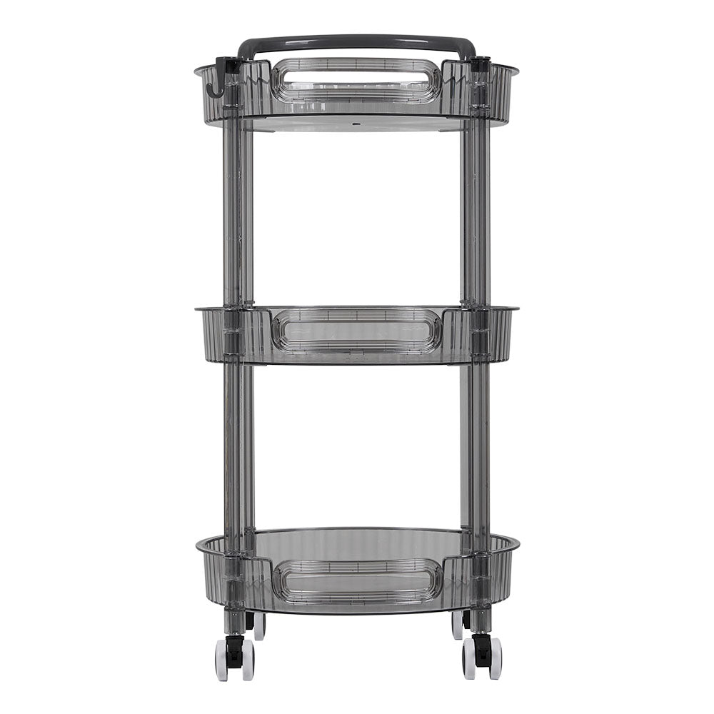 3-tier Multifunction Floor-standing Plastic Round Storage Cart Organizer Rack