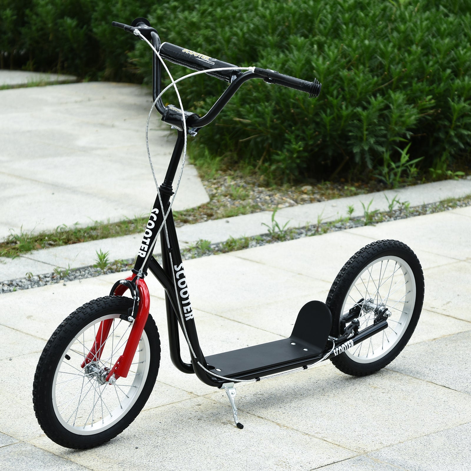 90-96cm Kids Kick Scooter W/ Adjustable Handlebar Inflatable Wheels | Black