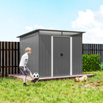 Garden Shed Outdoor Storage Tool Organiser W/ Double Sliding Door | Light Grey