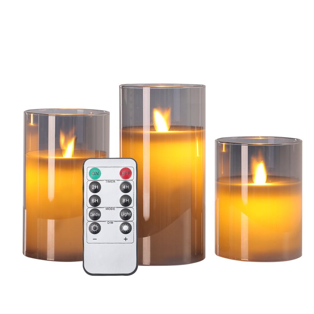 3pcs Flameless Led Candle Set With Remote Control