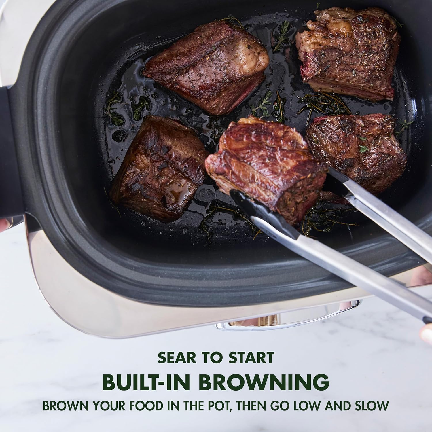 Elite 8-in-1 6l Slowcooker With Pfas-free Ceramic Non-stick Coating | Silver