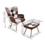 Colour Block Upholstered Wingback Armchair With Footstool