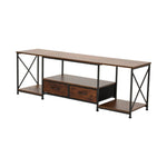 Modern Tv Stand With Fabric Drawers, Spacious Storage Entertainment Center | Brown