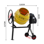 Electric Portable Cement Concrete Mixer With Wheels | 120l | Yellow