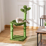 Cactus Cat Tree Tower Sisal Scratching Post With Hammock 40 X 40 X 96 Cm
