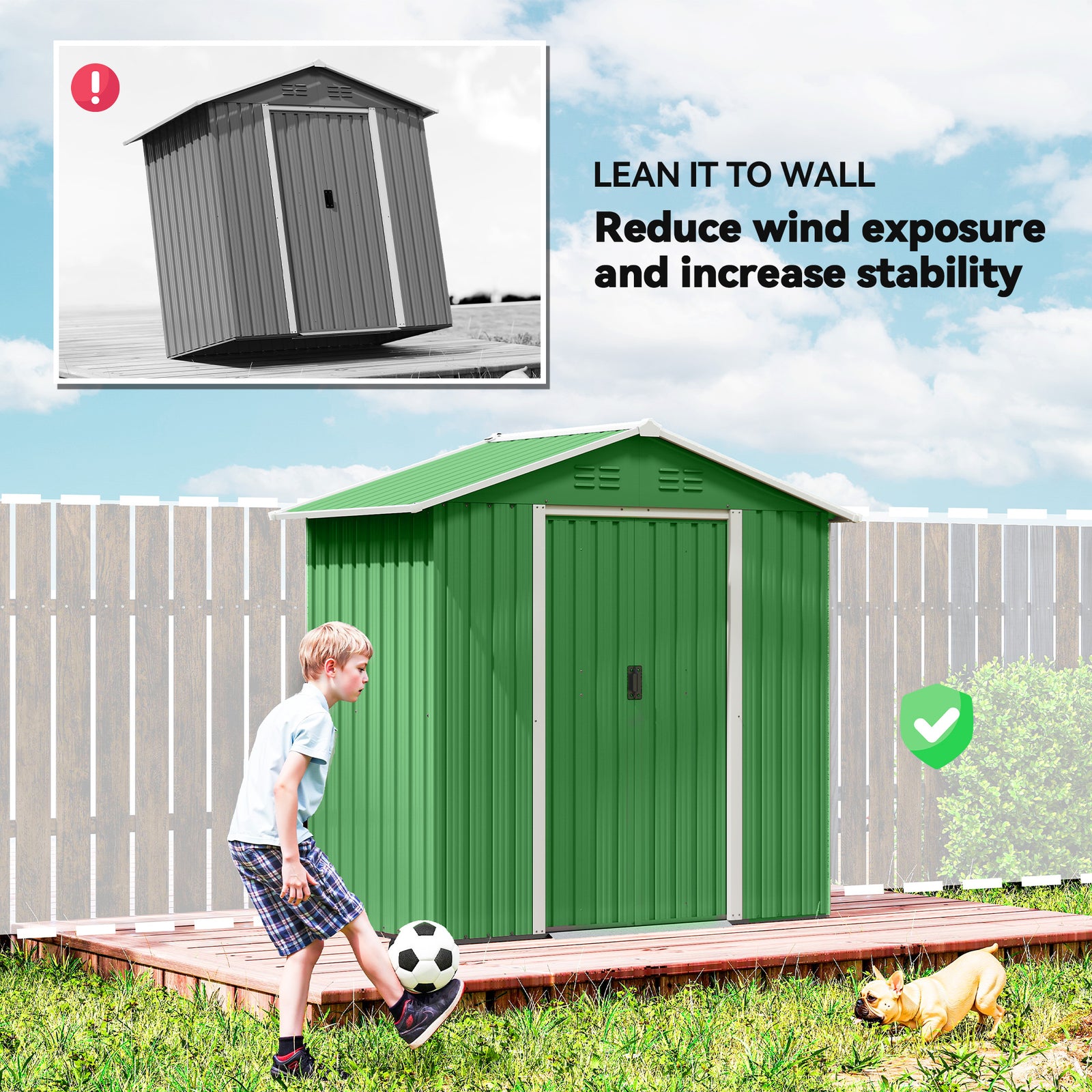 6.5x3.5ft Metal Garden Shed For Garden | Green