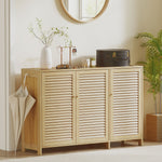 HOMCOM Bamboo Shoe Cabinet With Louvered Doors Pairs Shoe Storage Cabinet