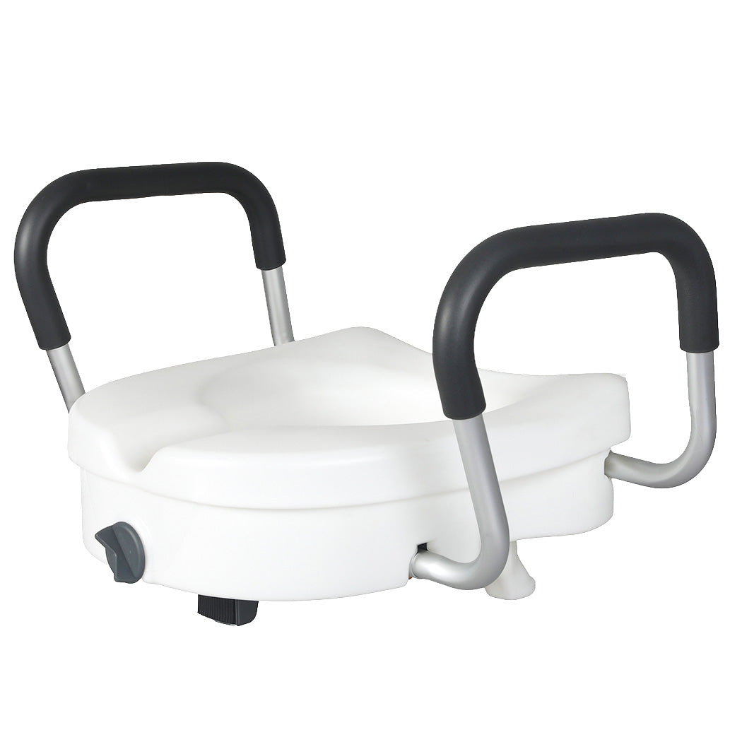 Raised Toilet Seat 12cm Riser With Adjustable Arms For Elderly Disabled | White