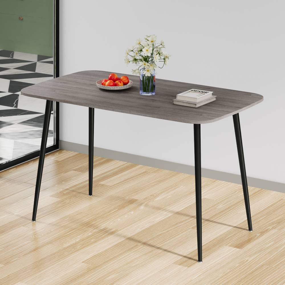 130cm W X 75cm D X 75cm H Modern Dining Table With BrownTabletop & Metal Legs