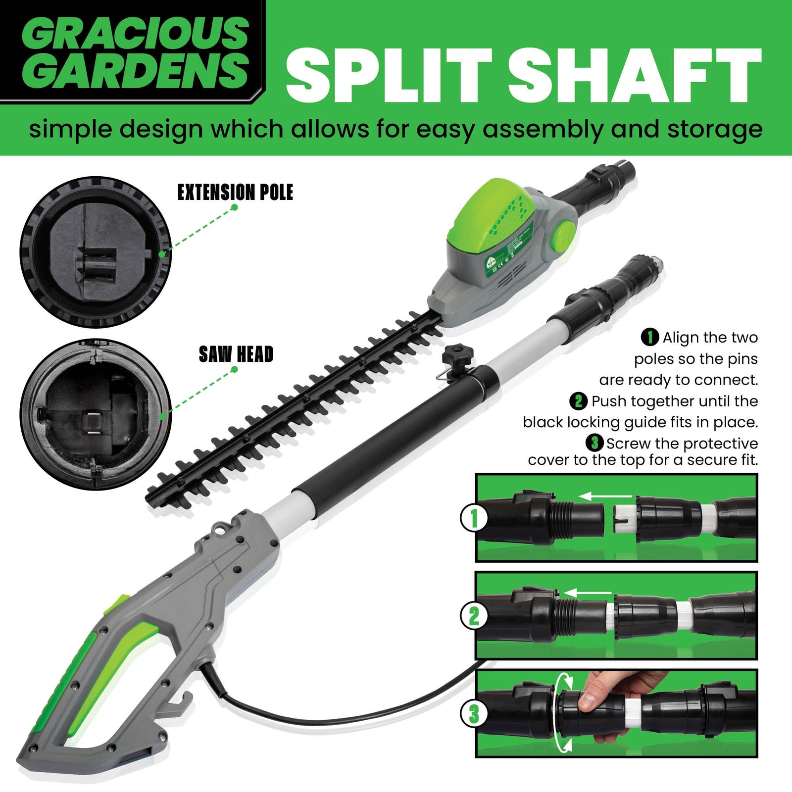500w Hedge Trimmer Garden Electric Long Reach Telescopic Extendable Hedge Cutter Corded