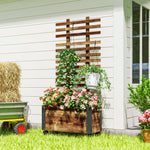 Outsunny Raised Garden Bed, Wooden Planter With Trellis And Wheels
