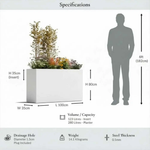 Long Zinc Galvanised Tall Trough Planter | 100cm x 35cm x 80cm | White