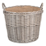 Wicker Antique Wash Finish Lined Log Basket | Extra Large | Brown