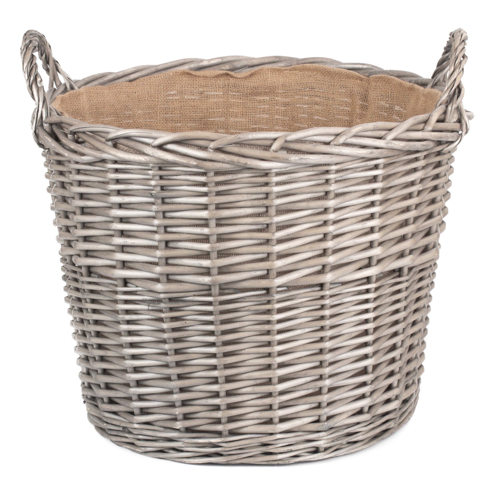 Wicker Antique Wash Finish Lined Log Basket | Extra Large | Brown