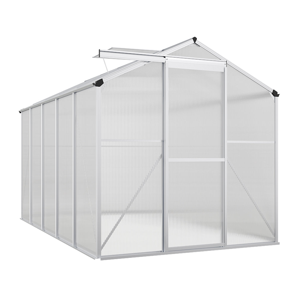 6 x 6/10 FT Silver Aluminium Hobby Greenhouse With Base And Openable Window | Small | Clear