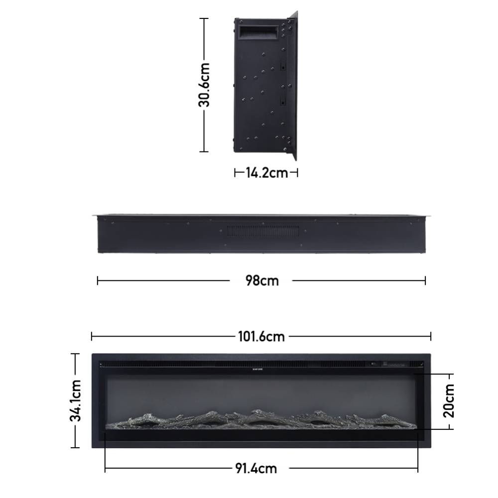 40 Inch Electric Fireplace With Remote 12 Flame Colours 1500w