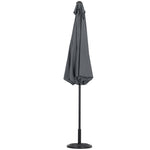 3m Garden Parasol Adjustable Tilting Parasol With Crank Handle With Cement Parasol Base | One Size | Grey