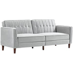 Convertible Sofa Futon Velvet Touch Tufted Couch Sofa Bed | One Size | Charcoal Gray
