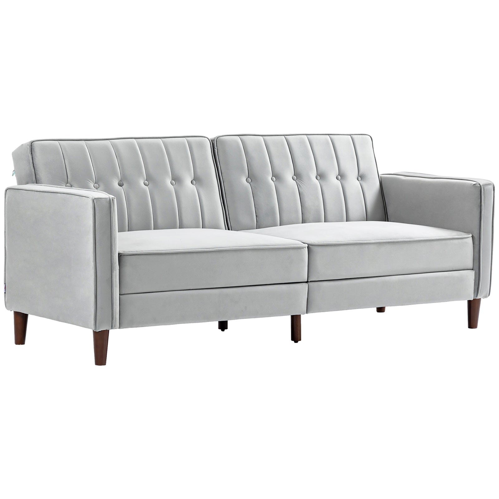 Convertible Sofa Futon Velvet Touch Tufted Couch Sofa Bed | One Size | Charcoal Gray