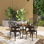 5 Pcs Garden Dining Set, Garden Furniture Set, Bronze Tone
