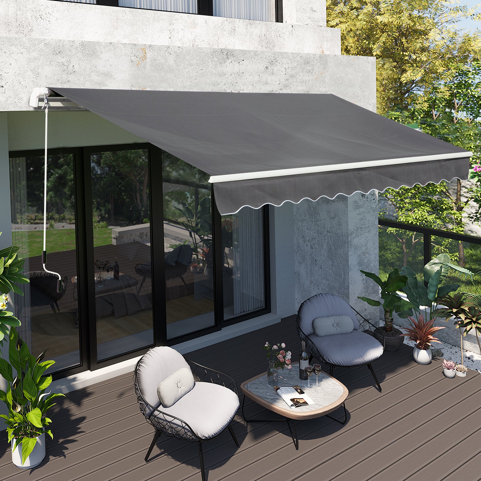 4x2.5m Retractable Manual Awning, Crank Handle