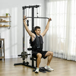 Pull Up Bar Stand Power Cage With Adjustable Seat | Black