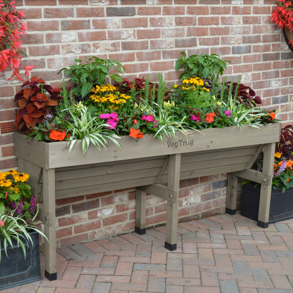 Raised Wooden Planter - Medium Wall Hugger | Grey