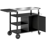 Stainless Steel Outdoor Bbq Trolley W/ Folding Side Table