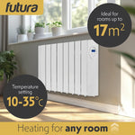 Electric Panel Heater Oil Filled Radiator Day Timer Wall Mounted Low Energy Retention Digital Thermostat Convector | 1500w | White