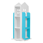 360°rotating Kids' Bookshelf Wooden House Frame Book Storage Organizer For Children | Blue