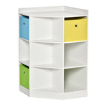 Kids Storage Cabinet Corner Organizer With Anti-tipping Hardware Drawer | White