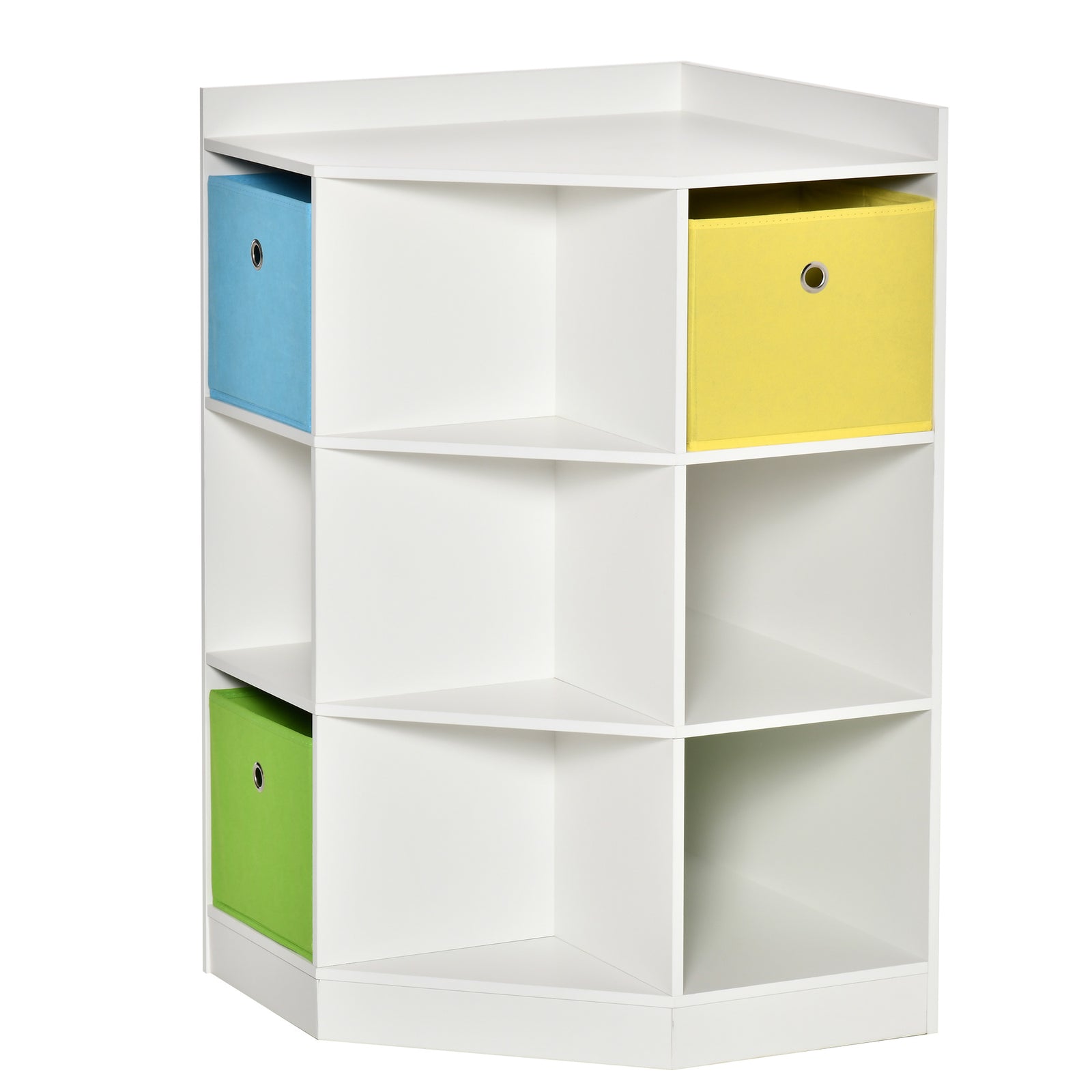 Kids Storage Cabinet Corner Organizer With Anti-tipping Hardware Drawer | White