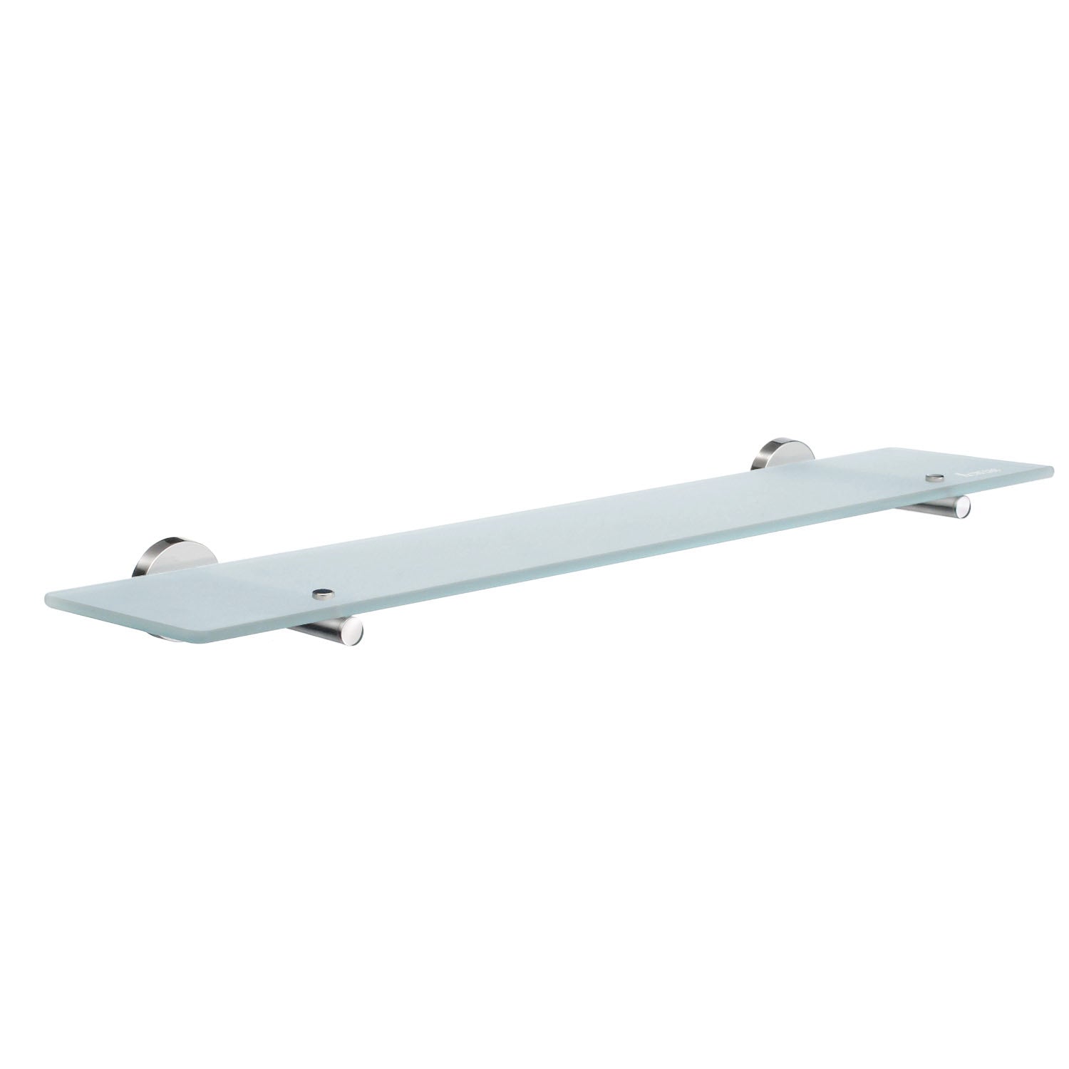 Bathroom Frosted Glass 60cm Shelf With Wall Mount Brackets | Polished Chrome