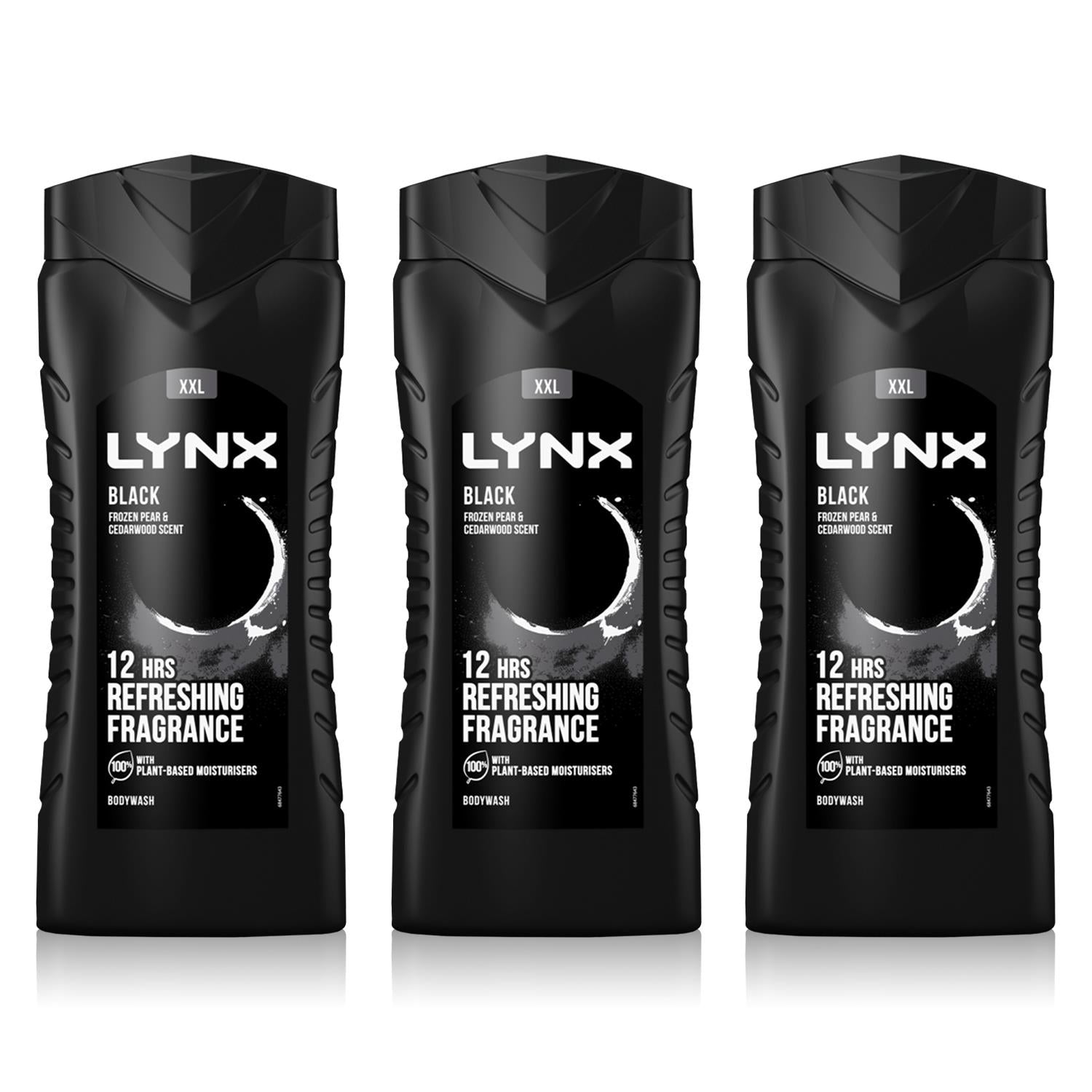 Black 12h Refreshing Energy Boost Shower Gel Bodywash, 3x 500ml