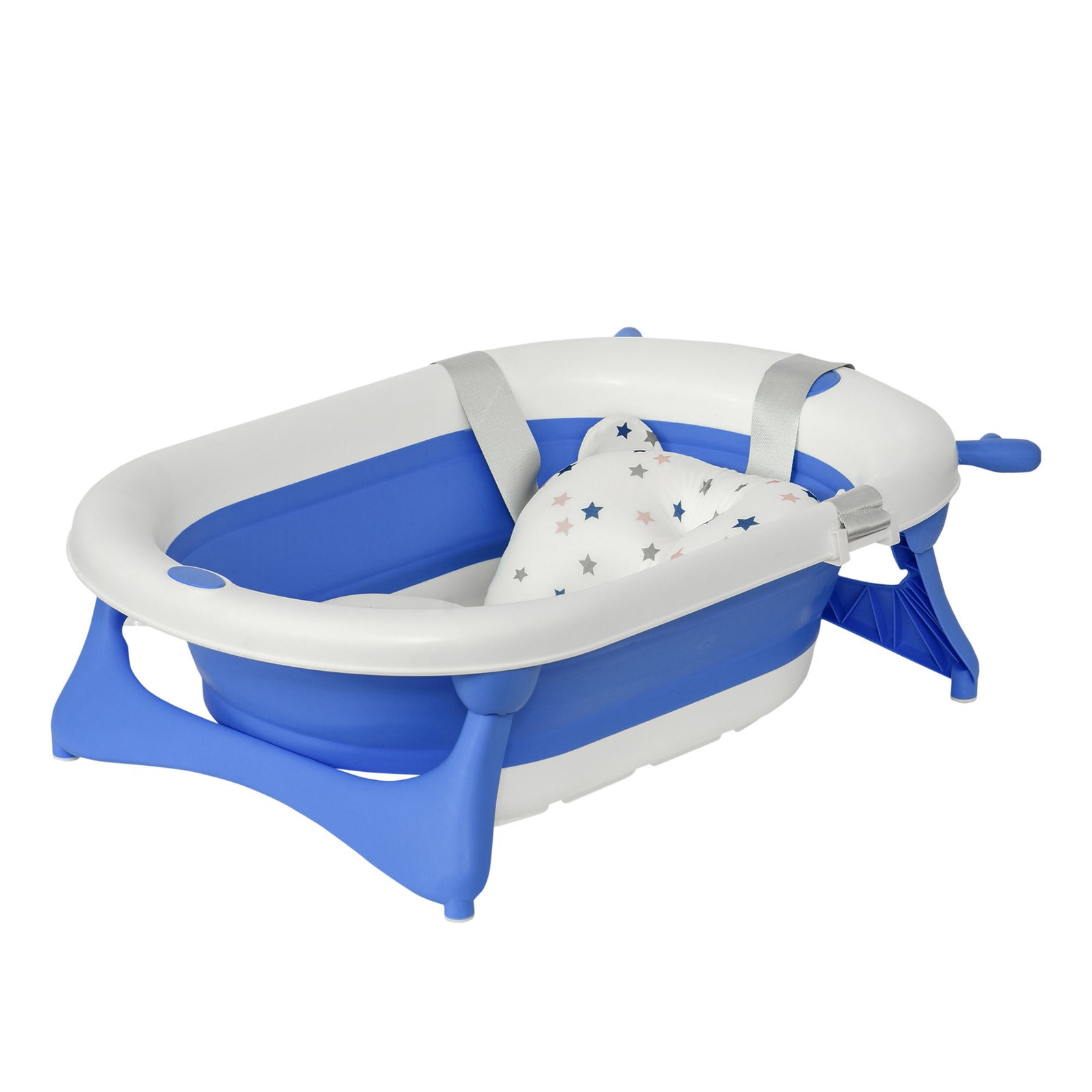 Foldable Baby Bath Tub Ergonomic With Temperature-induced Water Plug | Blue