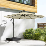 3 M Garden Cantilever Parasol With Sandbag, 360 Degree Rotation | Beige