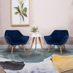 Velvet-feel Accent Chair With Arms Slanted Back Wood Legs | One Size | Blue