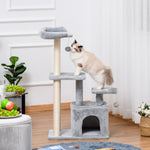 Cat Tree Activity Center W/ Scratching Post Sisal Hanging Ball Light Grey