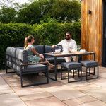 Aluminium Corner Sofa Set With Rattan Storage Box | Brown